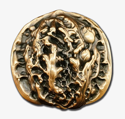 上海百拓 觀(guān)自在核桃大銅章 黃紫銅1對(duì)